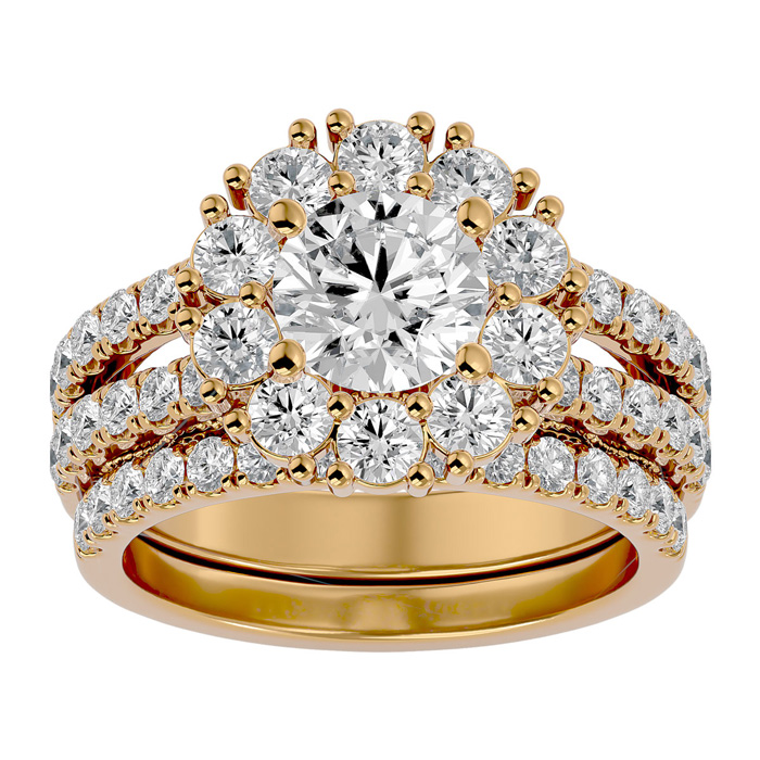 3 1/2 Carat Moissanite Bridal Ring Set in 14K Yellow Gold (8.90 g), E/F Color, Size 4 by SuperJeweler