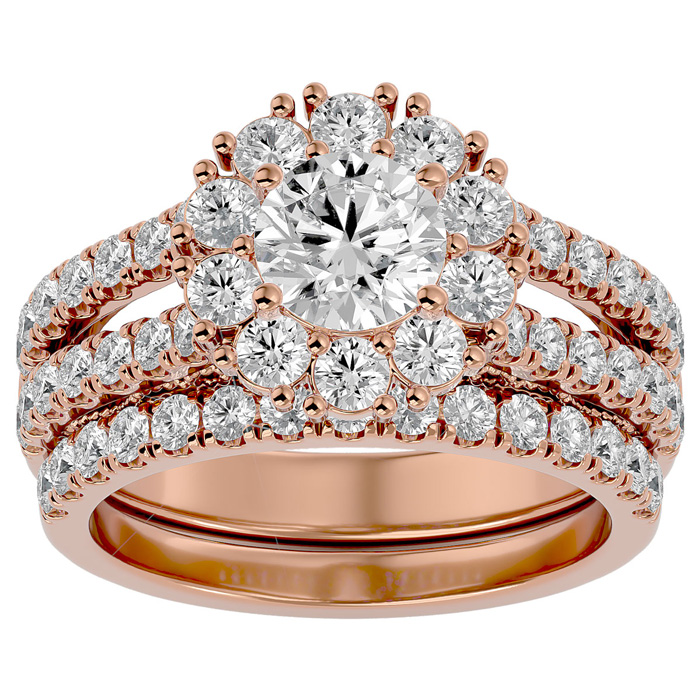 4 1/2 Carat Moissanite Bridal Ring Set in 14K Rose Gold (10.40 g), E/F Color, Size 4 by SuperJeweler