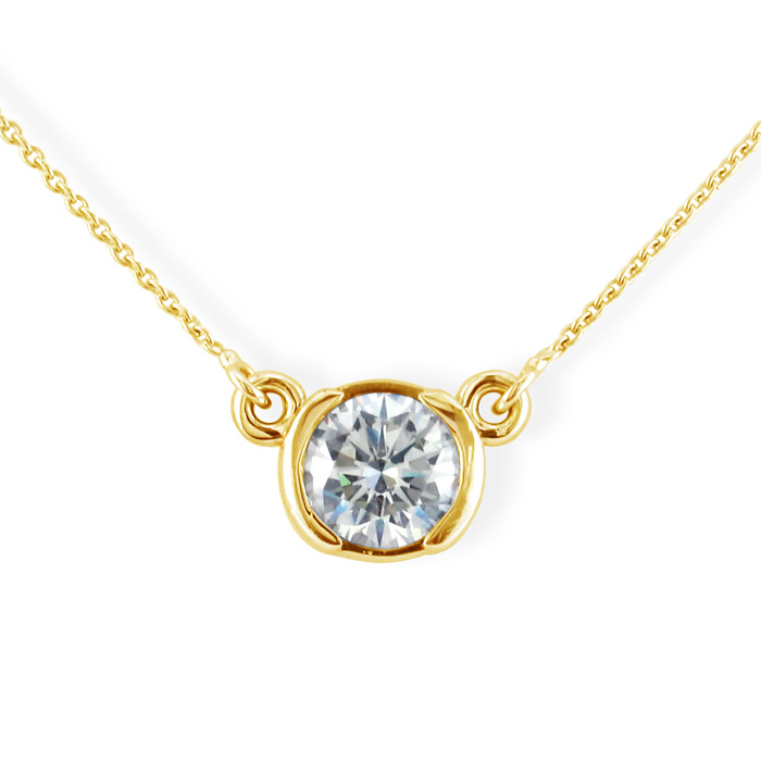 Bezel Set 1/2 Carat Diamond Necklace, 14k Yellow Gold (1.6 g). Classically Elegant, , 18 Inch Chain by SuperJeweler