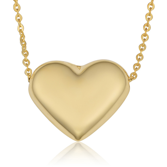 Yellow Gold (3 3 g) Bubble Heart Necklace, 18 Inches by SuperJeweler