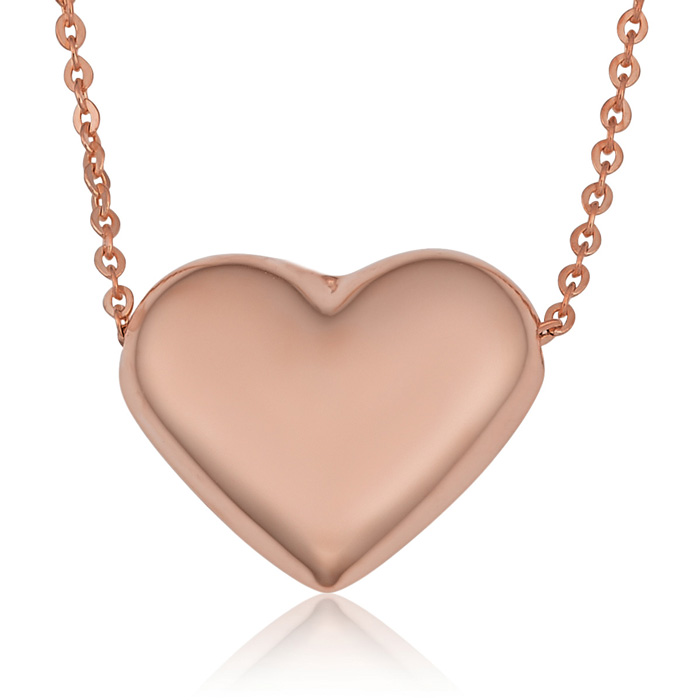 Rose Gold (3 3 g) Bubble Heart Necklace, 18 Inches by SuperJeweler