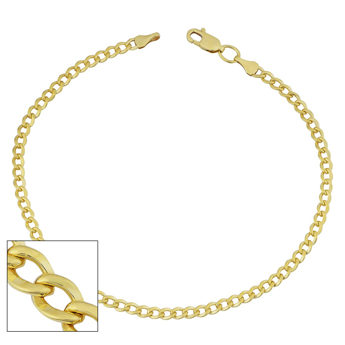 3.3mm Curb Link Chain Bracelet, 8.5 Inches, Yellow Gold (3.50 g) by SuperJeweler