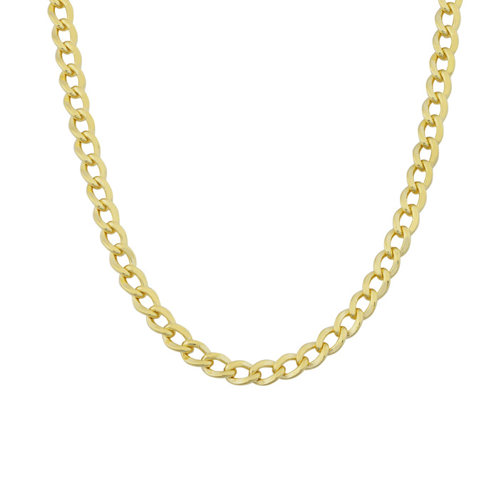 3.3mm Curb Link Chain Necklace, 18 Inches, Yellow Gold (6.90 g) by SuperJeweler