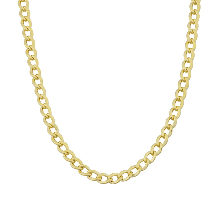3.3mm Curb Link Chain Necklace, 22 Inches, Yellow Gold (8.60 g) by SuperJeweler