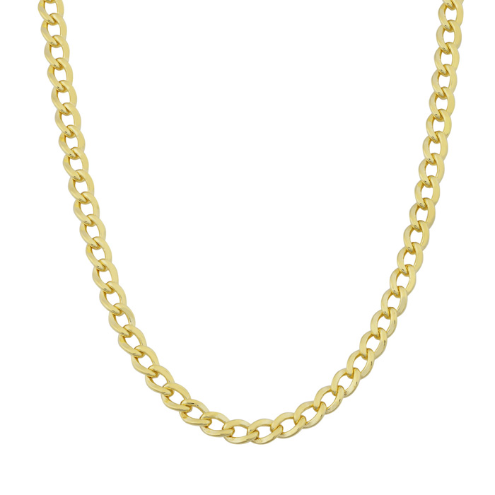 3.3mm Curb Link Chain Necklace, 24 Inches, Yellow Gold (9.10 g) by SuperJeweler