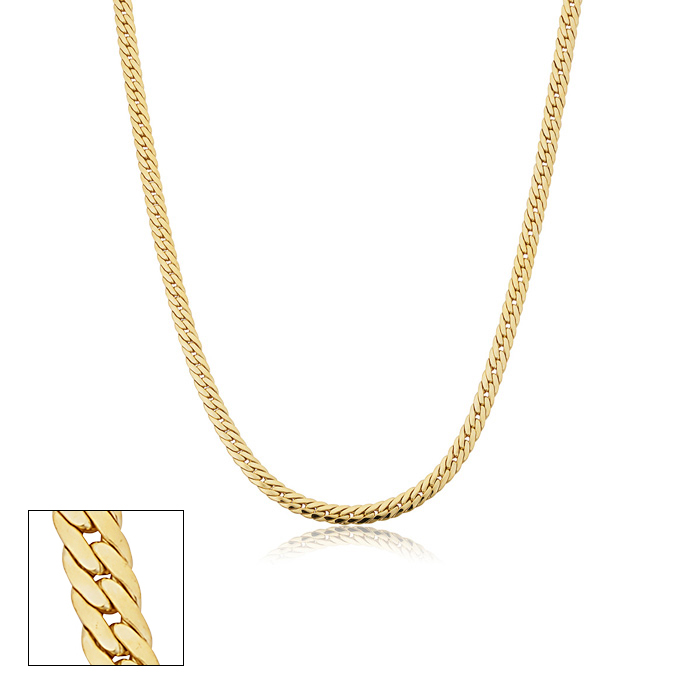 3.9mm Bombay Curb Link Chain Necklace, 20 Inches, Yellow Gold (12.60 g) by SuperJeweler