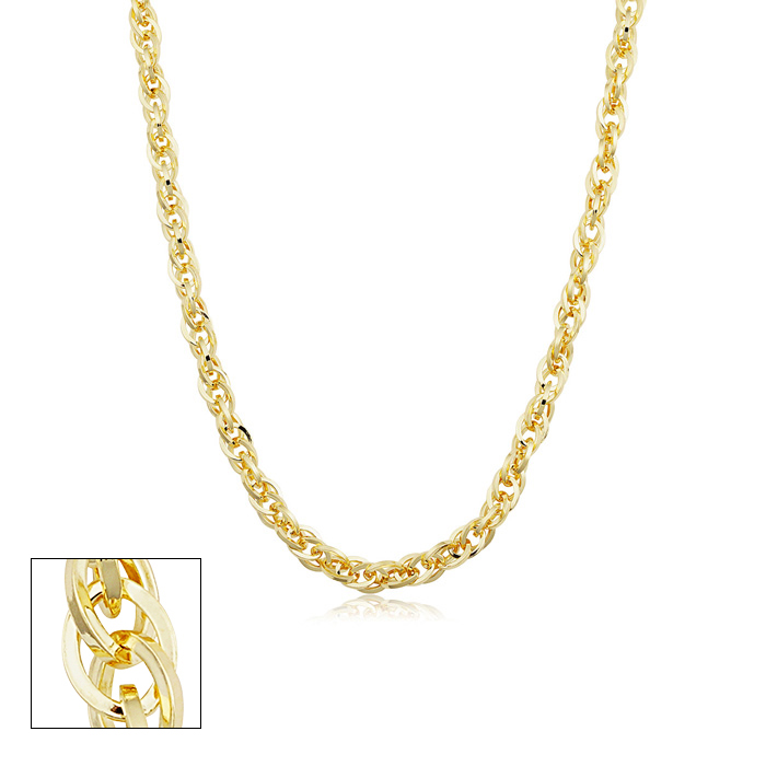 5.2mm Double Cable Link Chain Necklace, 20 Inches, Yellow Gold (18.30 g) by SuperJeweler