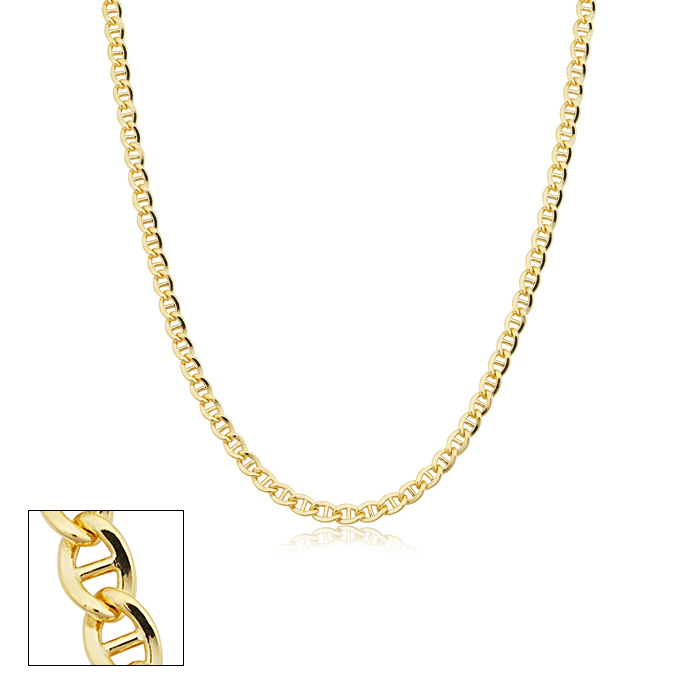 3.4mm Mariner Link Chain Necklace, 16 Inches, Yellow Gold (7.05 g) by SuperJeweler
