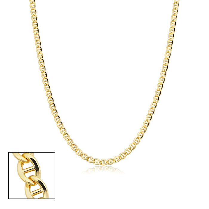 3.4mm Mariner Link Chain Necklace, 18 Inches, Yellow Gold (7.75 g) by SuperJeweler