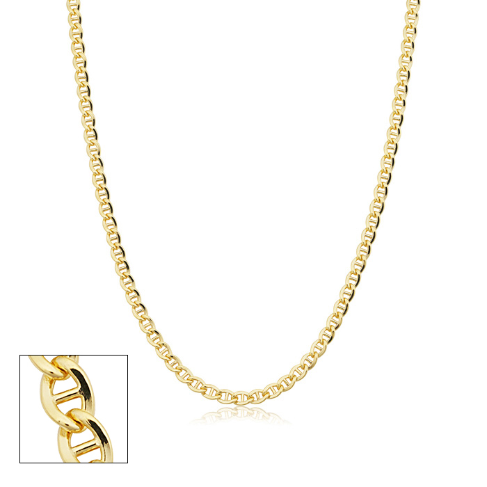 3.4mm Mariner Link Chain Necklace, 20 Inches, Yellow Gold (8.80 g) by SuperJeweler