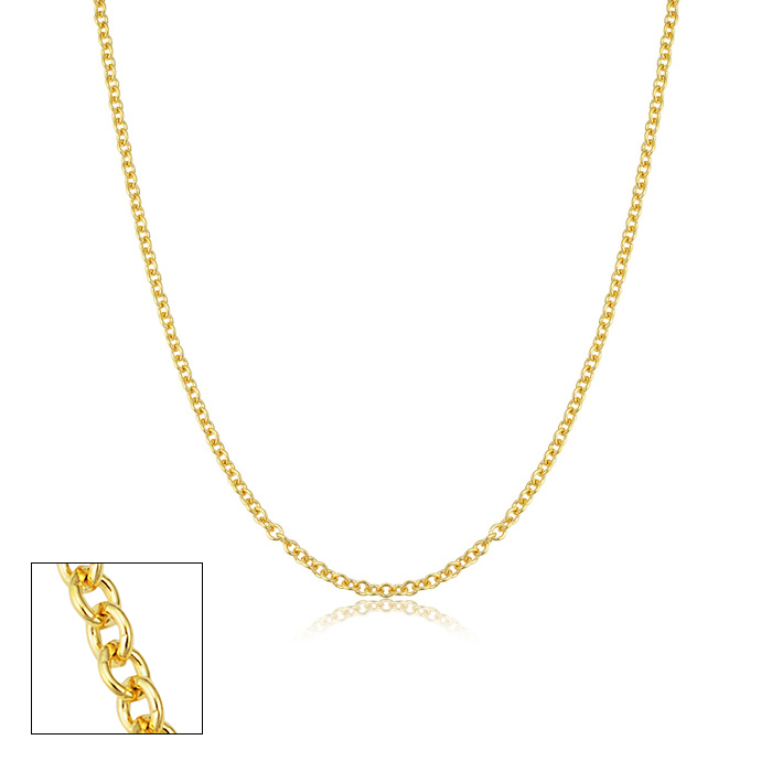 2.1mm Round Cable Link Chain Necklace, 16 Inches, Yellow Gold (3 g) by SuperJeweler