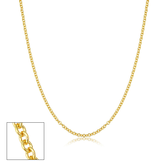 2.1mm Round Cable Link Chain Necklace, 18 Inches, Yellow Gold (3.35 g) by SuperJeweler