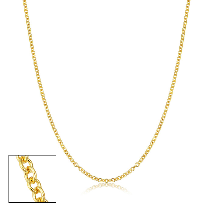 2.1mm Round Cable Link Chain Necklace, 20 Inches, Yellow Gold (3.70 g) by SuperJeweler