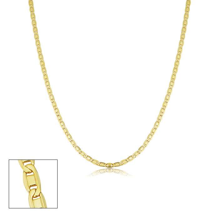 2.1mm Valentino Link Chain Necklace, 16 Inches, Yellow Gold (3.10 g) by SuperJeweler