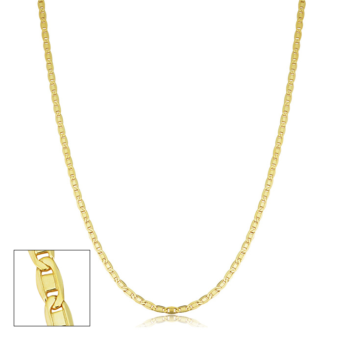 2.1mm Valentino Link Chain Necklace, 24 Inches, Yellow Gold (4.30 g) by SuperJeweler
