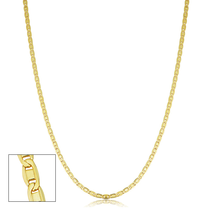 2.1mm Valentino Link Chain Necklace, 30 Inches, Yellow Gold (5.40 g) by SuperJeweler