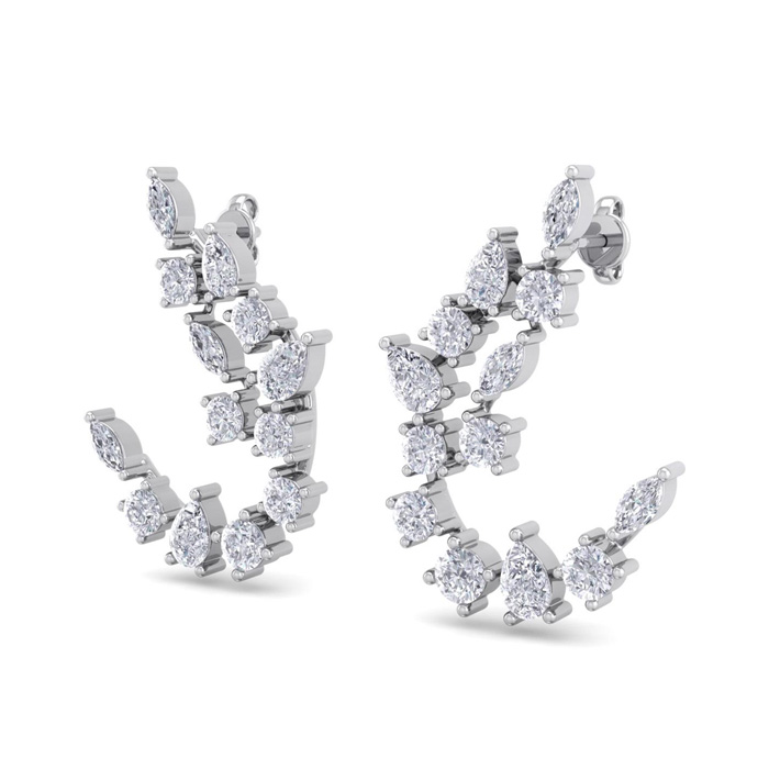 3 Carat Fancy Diamond Drop Earrings In 14K White Gold (5.80 G) (F-G, SI1-SI2) By SuperJeweler