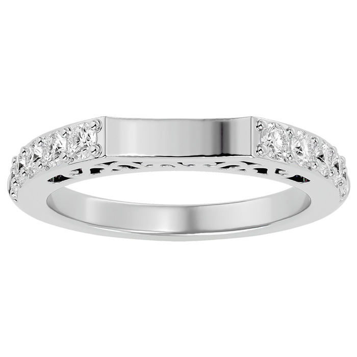 1/2 Carat Moissanite Wedding Band in 14K White Gold (4.70 g), E/F Color, Size 4 by SuperJeweler