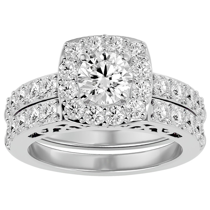 3 Carat Moissanite Bridal Ring Set in 14K White Gold (10.50 g), E/F Color, Size 4 by SuperJeweler