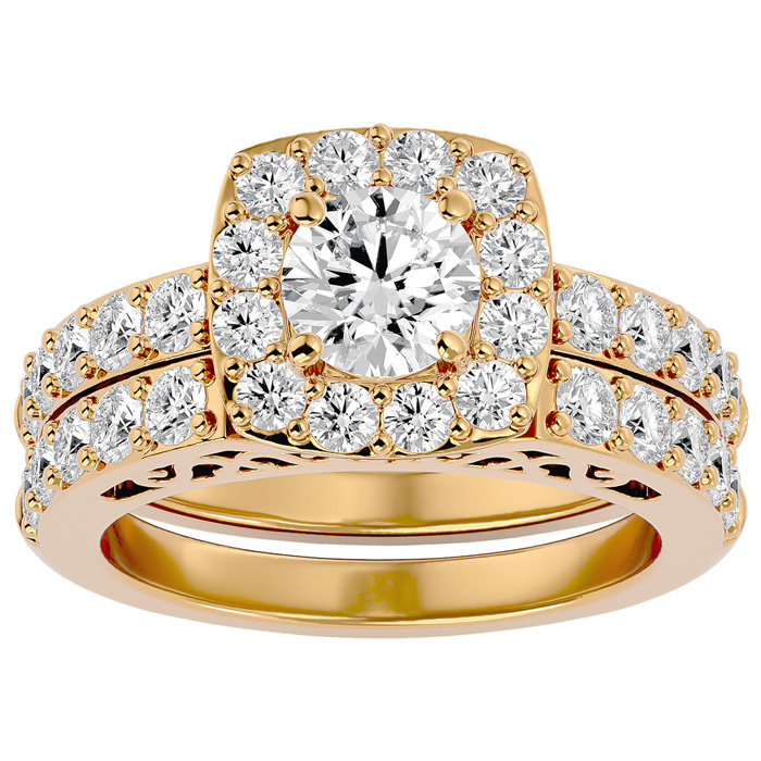 3 Carat Moissanite Bridal Ring Set in 14K Yellow Gold (10.50 g), E/F Color, Size 4 by SuperJeweler