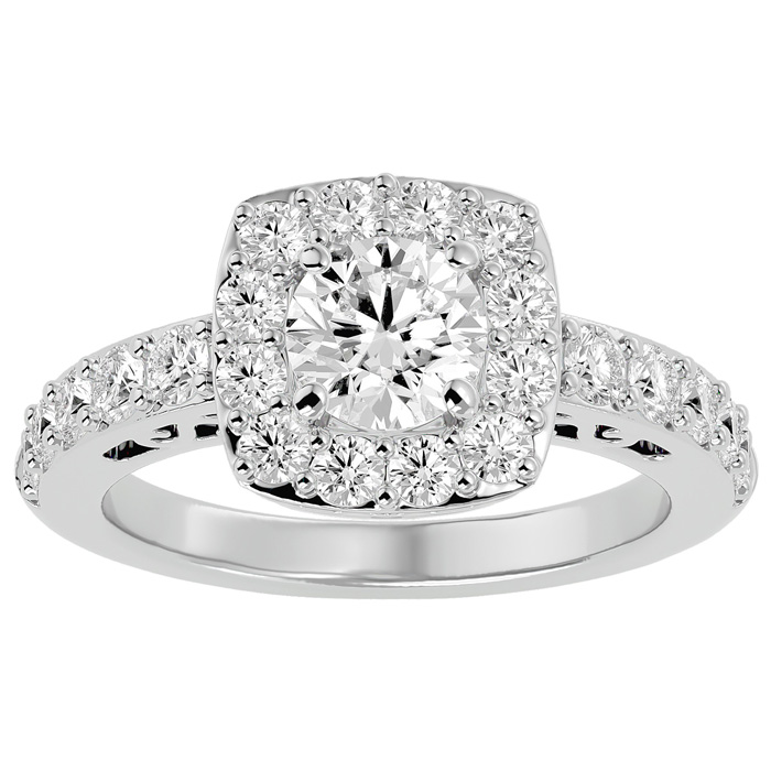 2.5 Carat Halo Diamond Engagement Ring in 14K White Gold (5.80 g) (