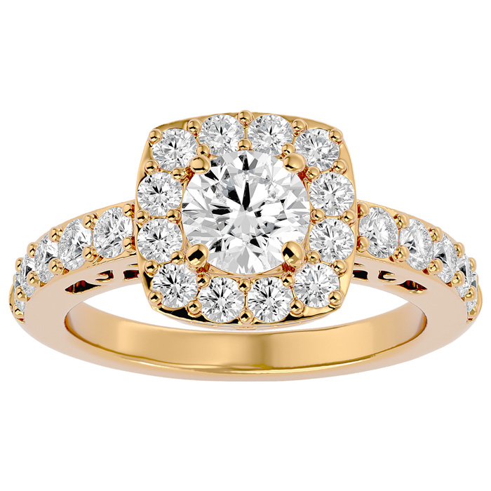 2.5 Carat Halo Diamond Engagement Ring in 14K Yellow Gold (5.80 g) (
