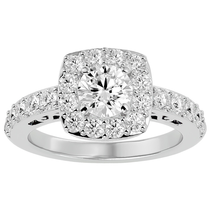 2.5 Carat Halo Diamond Engagement Ring in 14K White Gold (5.80 g)