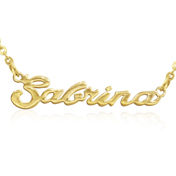 Sabrina Nameplate Necklace in Gold, 16 Inch Chain by SuperJeweler