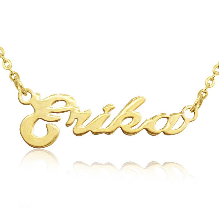 Erika Nameplate Necklace in Gold, 16 Inch Chain by SuperJeweler