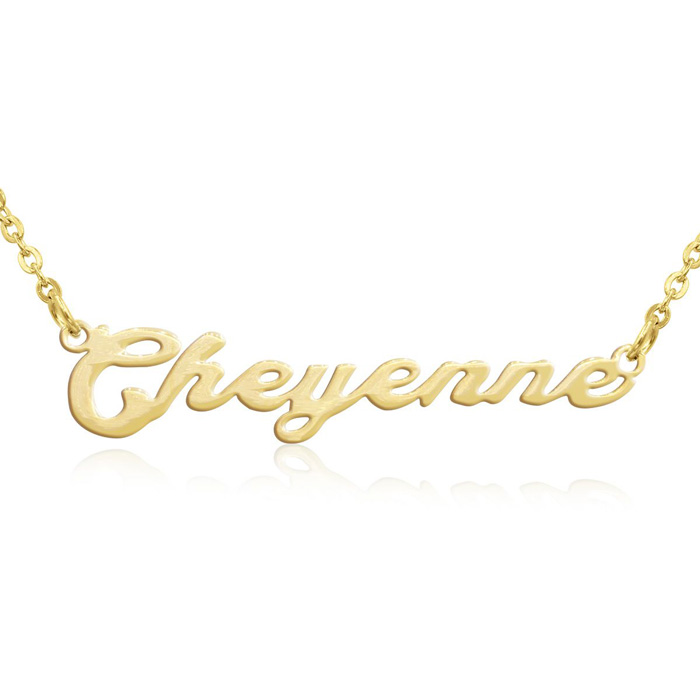 Cheyenne Nameplate Necklace in Gold, 16 Inch Chain by SuperJeweler