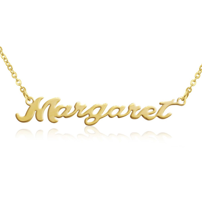 Margaret Nameplate Necklace in Gold, 16 Inch Chain by SuperJeweler