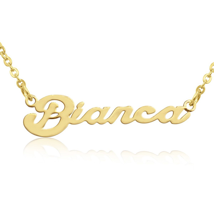 Bianca Nameplate Necklace in Gold, 16 Inch Chain by SuperJeweler