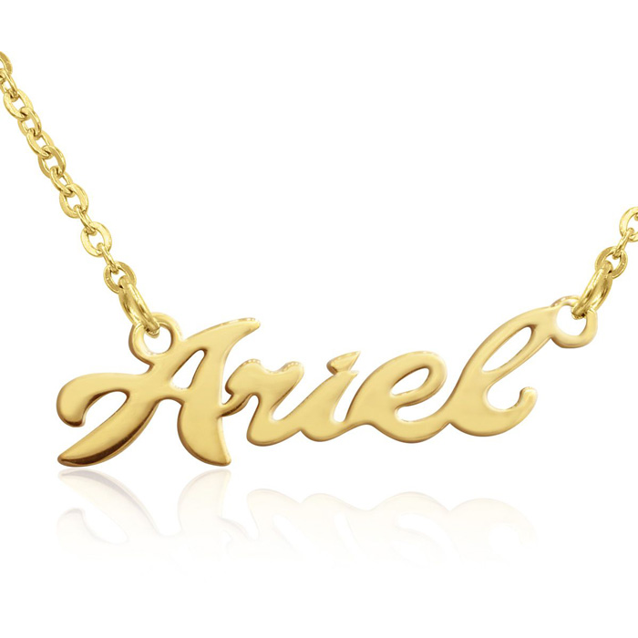 Ariel Nameplate Necklace in Gold, 16 Inch Chain by SuperJeweler
