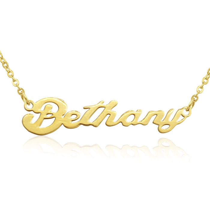 Bethany Nameplate Necklace in Gold, 16 Inch Chain by SuperJeweler