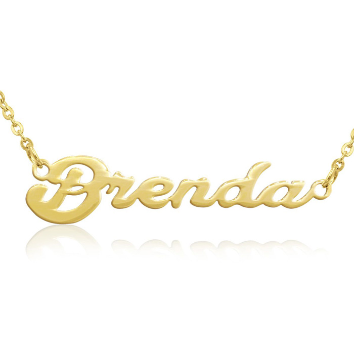 Brenda Nameplate Necklace in Gold, 16 Inch Chain by SuperJeweler