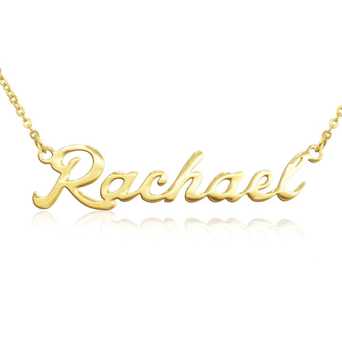 Rachael Nameplate Necklace in Gold, 16 Inch Chain by SuperJeweler