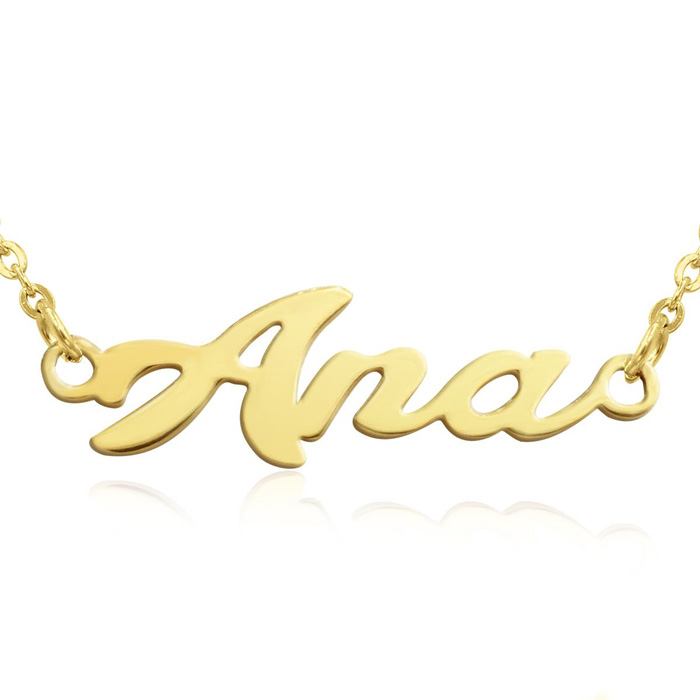 Ana Nameplate Necklace in Gold, 16 Inch Chain by SuperJeweler