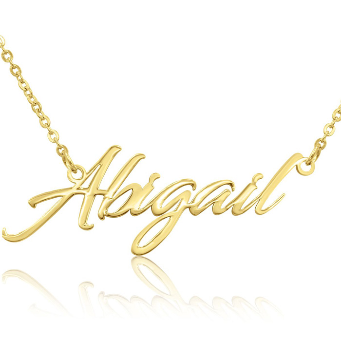 Abigail Nameplate Necklace in Gold, 16 Inch Chain by SuperJeweler