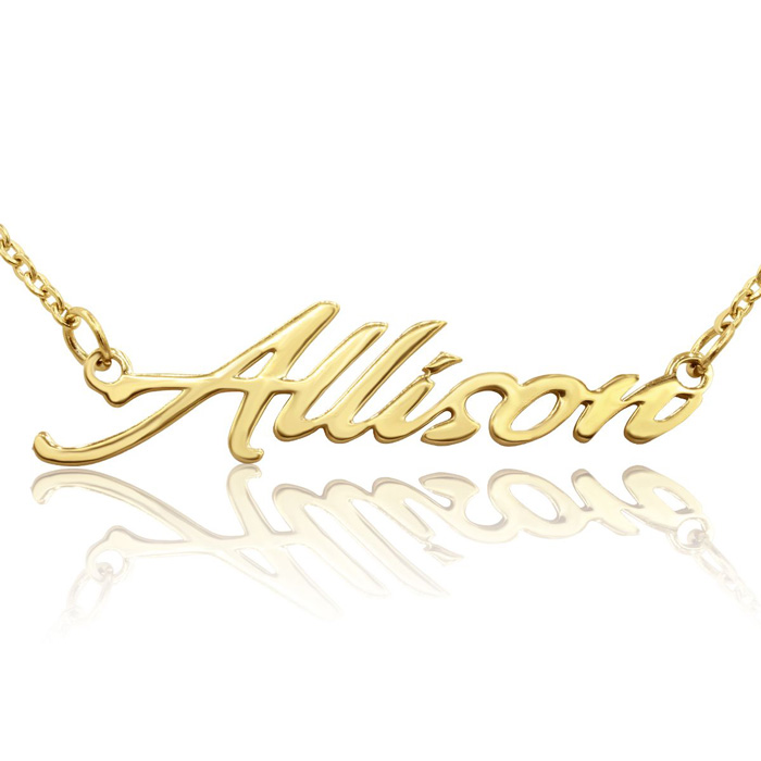 Allison Nameplate Necklace in Gold, 16 Inch Chain by SuperJeweler
