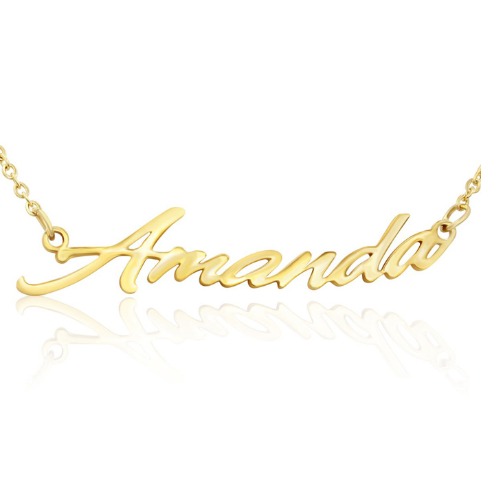 Amanda Nameplate Necklace in Gold, 16 Inch Chain by SuperJeweler