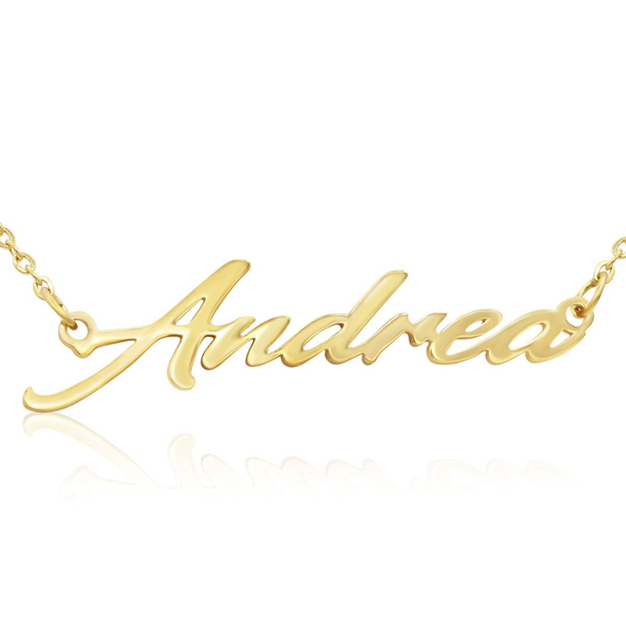 Andrea Nameplate Necklace in Gold, 16 Inch Chain by SuperJeweler