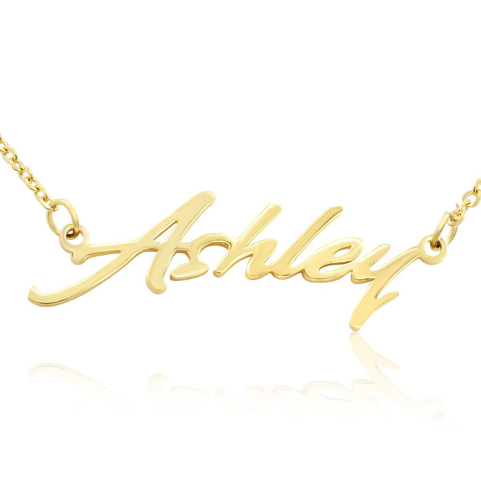 Ashley Nameplate Necklace in Gold, 16 Inch Chain by SuperJeweler
