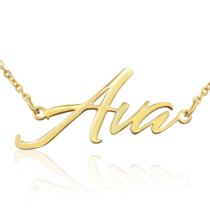 Ava Nameplate Necklace in Gold, 16 Inch Chain by SuperJeweler