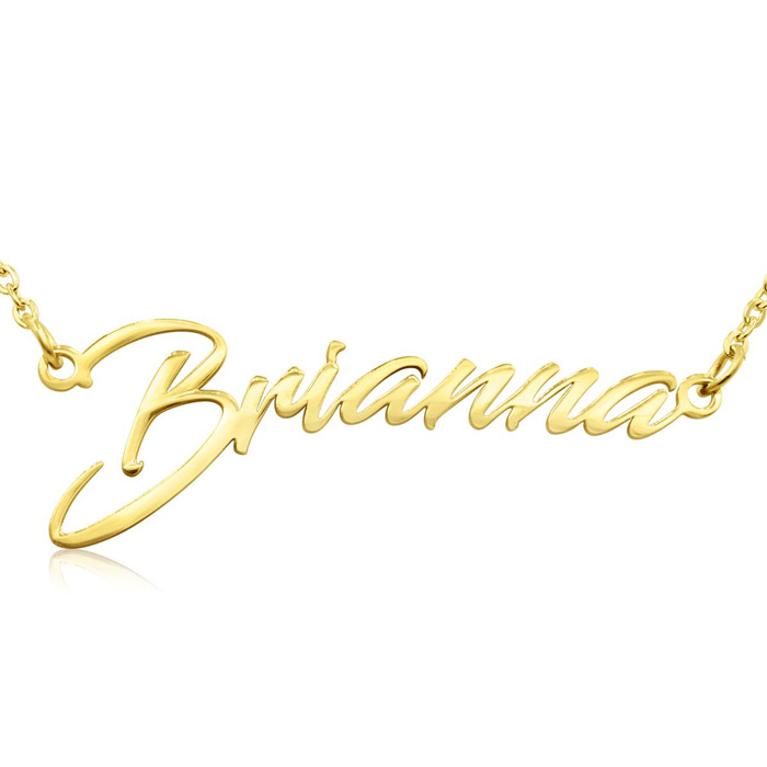 Brianna Nameplate Necklace in Gold, 16 Inch Chain by SuperJeweler