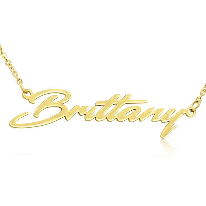Brittany Nameplate Necklace in Gold, 16 Inch Chain by SuperJeweler