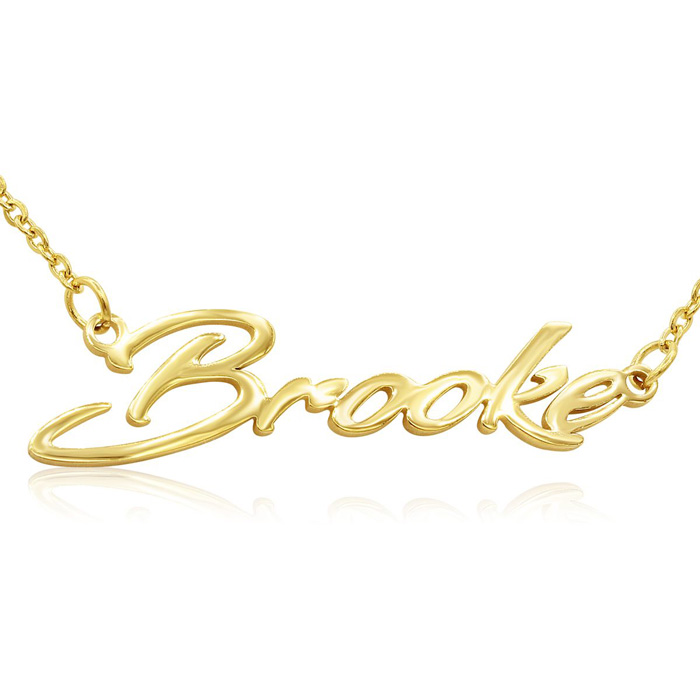 Brooke Nameplate Necklace in Gold, 16 Inch Chain by SuperJeweler