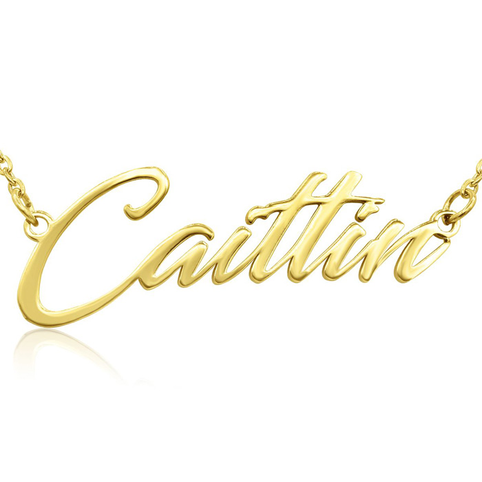 Caitlin Nameplate Necklace in Gold, 16 Inch Chain by SuperJeweler