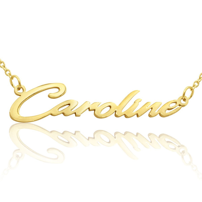 Caroline Nameplate Necklace in Gold, 16 Inch Chain by SuperJeweler