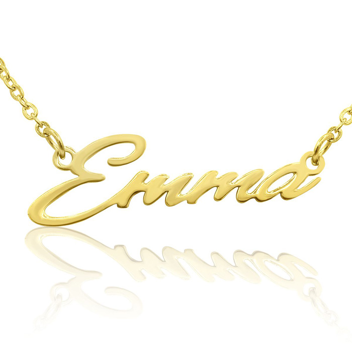 Emma Nameplate Necklace in Gold, 16 Inch Chain by SuperJeweler