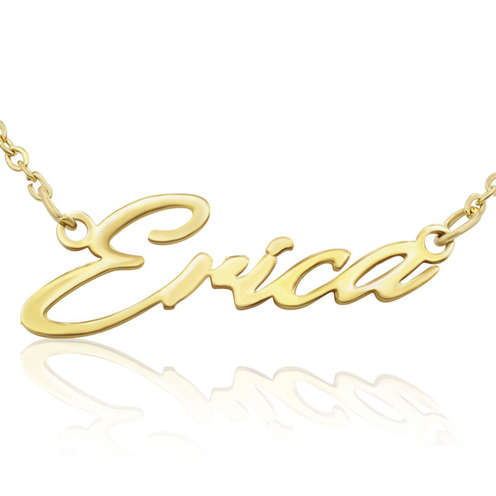 Erica Nameplate Necklace in Gold, 16 Inch Chain by SuperJeweler